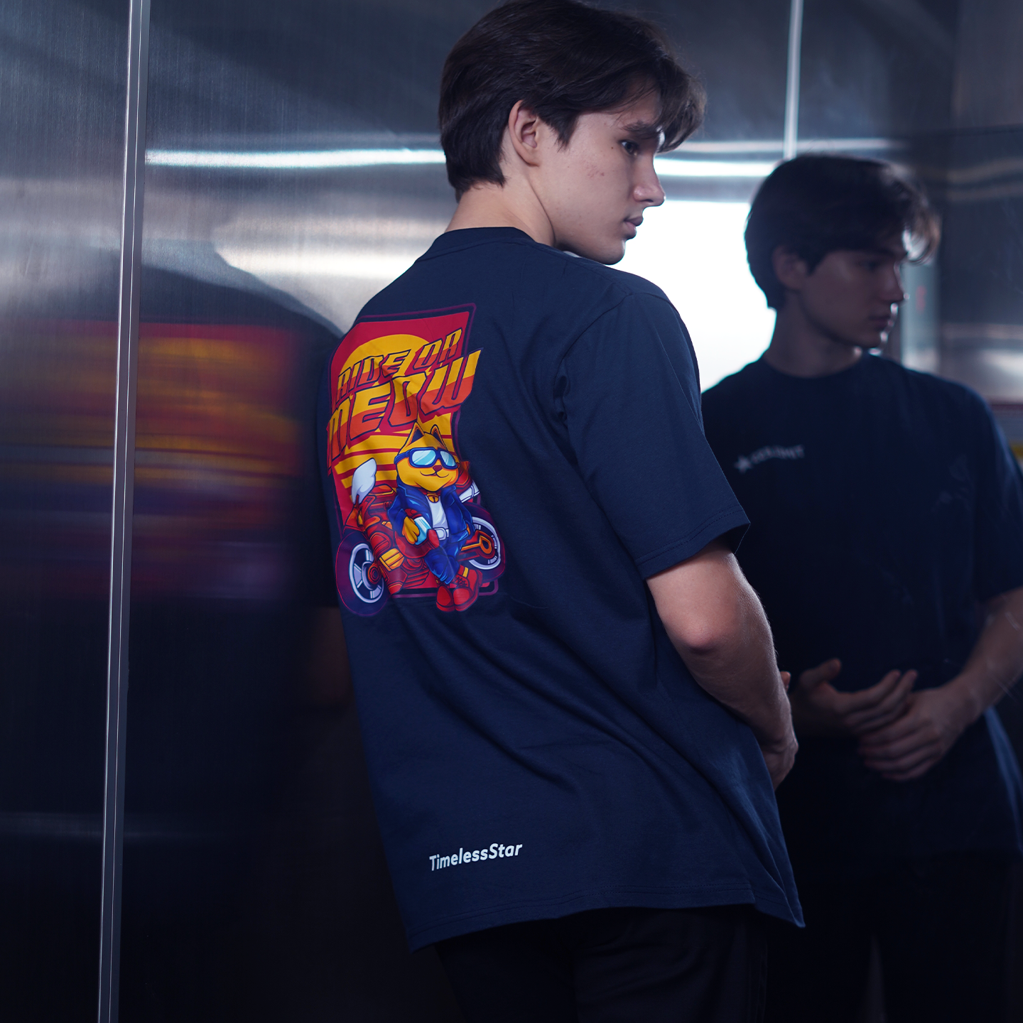 Ride Or Meow - Navy Designer T-Shirt