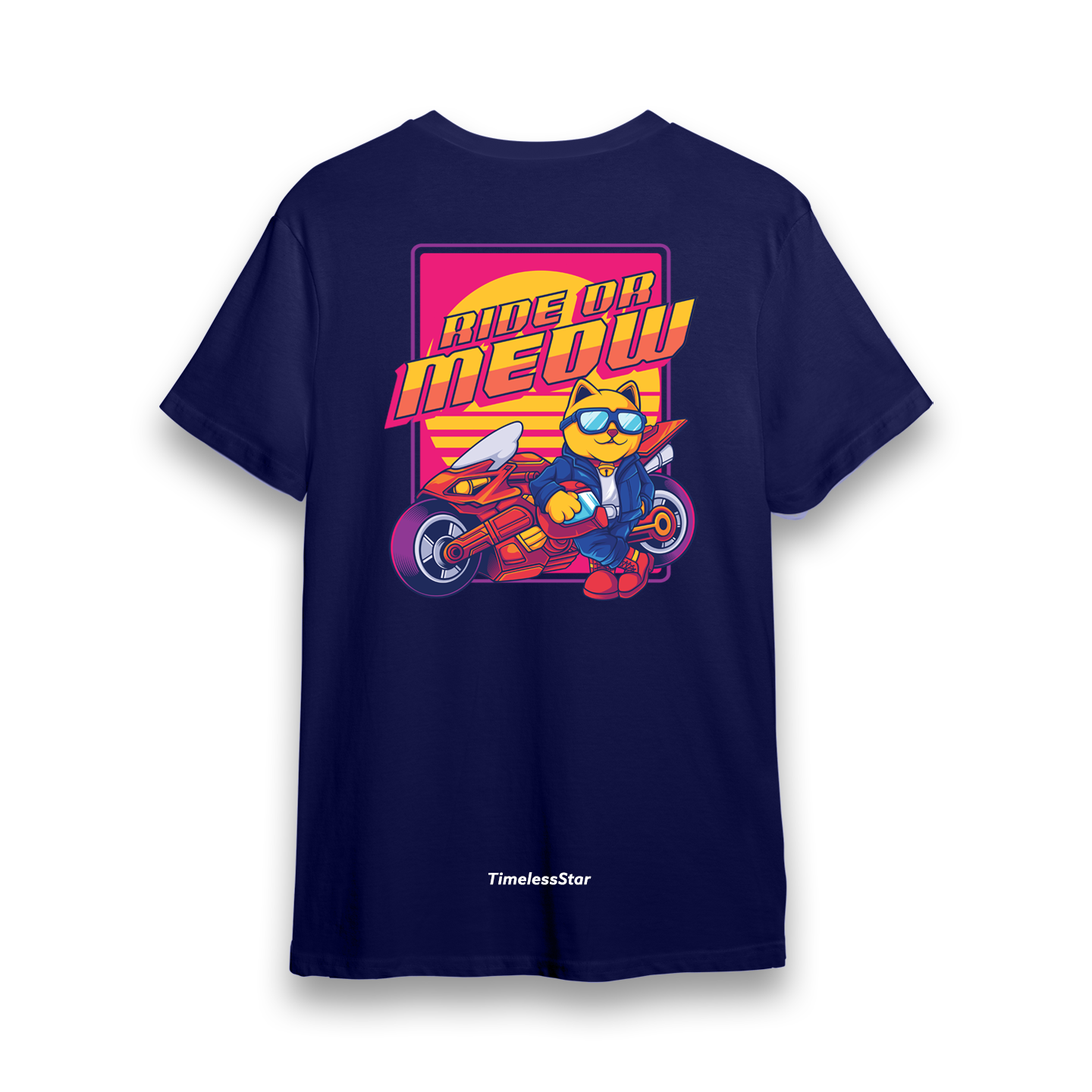 Ride Or Meow - Navy Designer T-Shirt