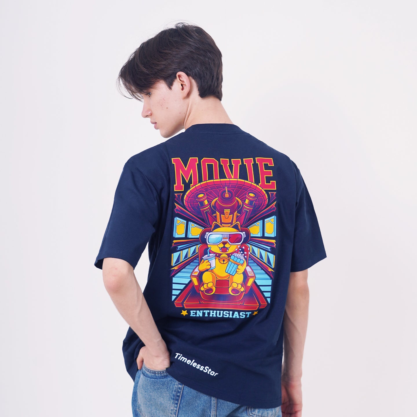 Movie Enthusiast - Navy Designer T-Shirt