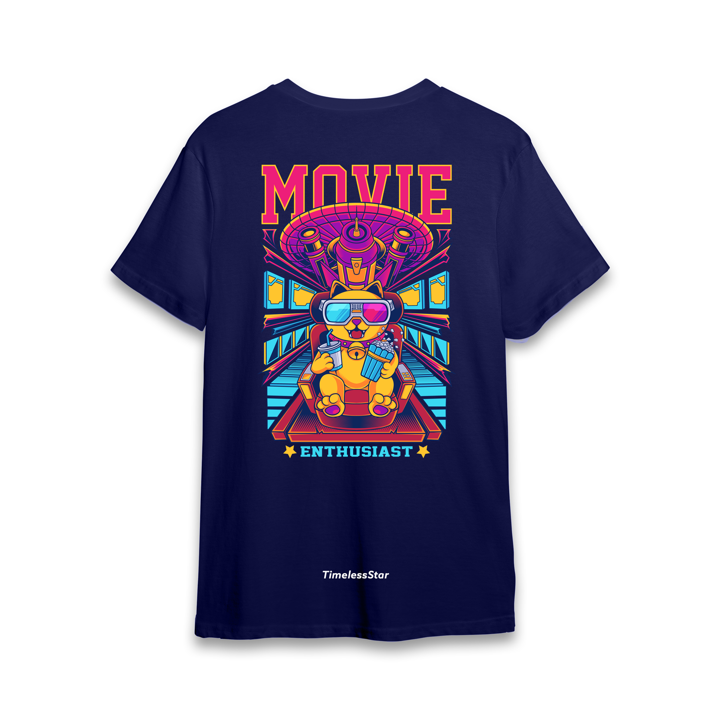 Movie Enthusiast - Navy Designer T-Shirt