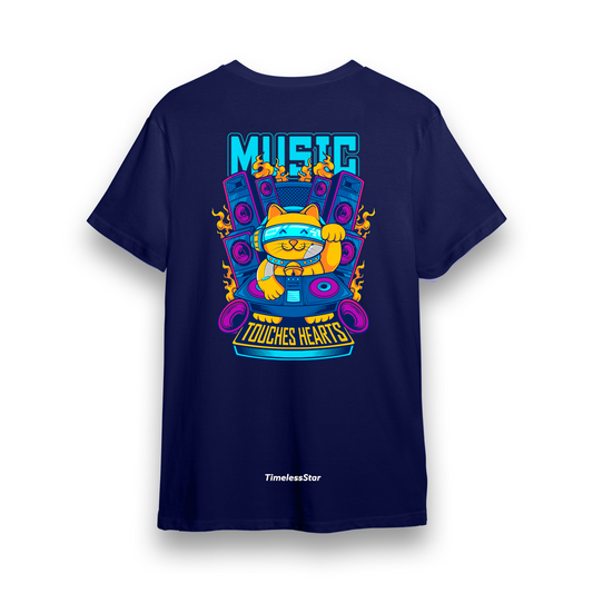 Music Touches Hearts - Navy Designer T-Shirt